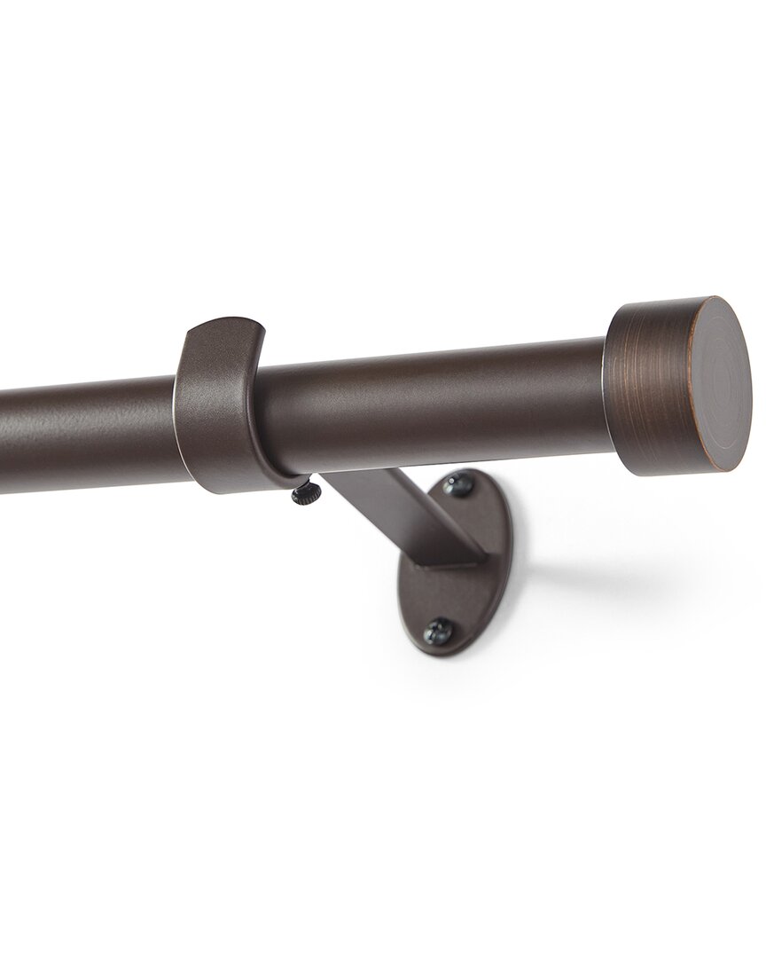 Threadmade Serena Single Curtain Rod With Contemporary Cap Finial In Brown