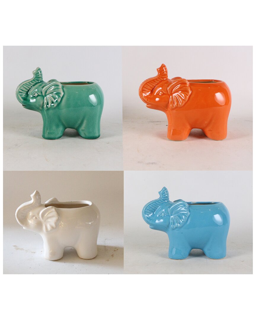 Sagebrook Home Set Of 4 Elephant Citronella Candles By Liv & Skye In Multicolor