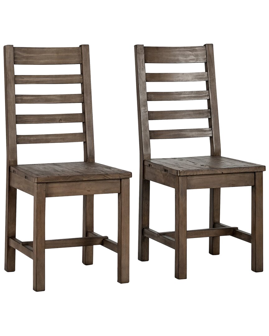 Classic Home Set Of 2 Caleb Solid Wood Dining Chair In Brown