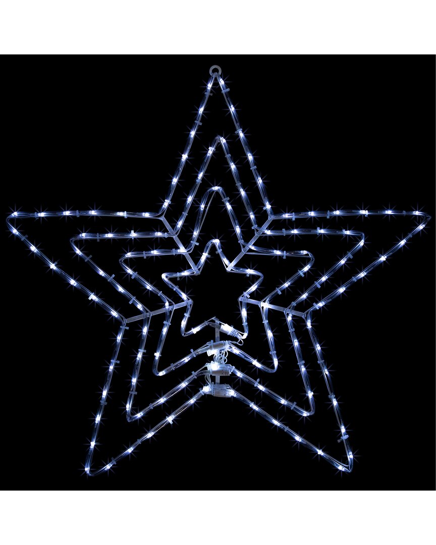 Northlight 24in Led Lighted Layered Stars 8 Function Christmas Window Silhouette In White
