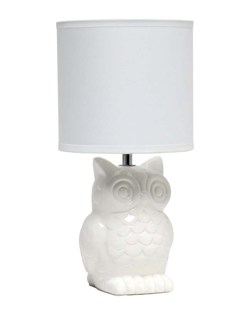 Lalia Home 12.8in Tall Contemporary Ceramic Owl Bedside Table Desk Lamp In White