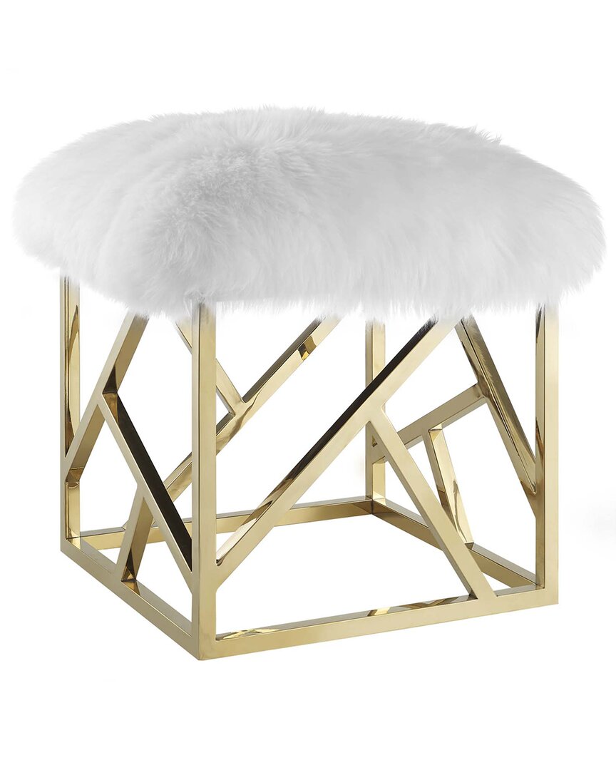 Modway Intersperse Sheepskin Ottoman In Gold