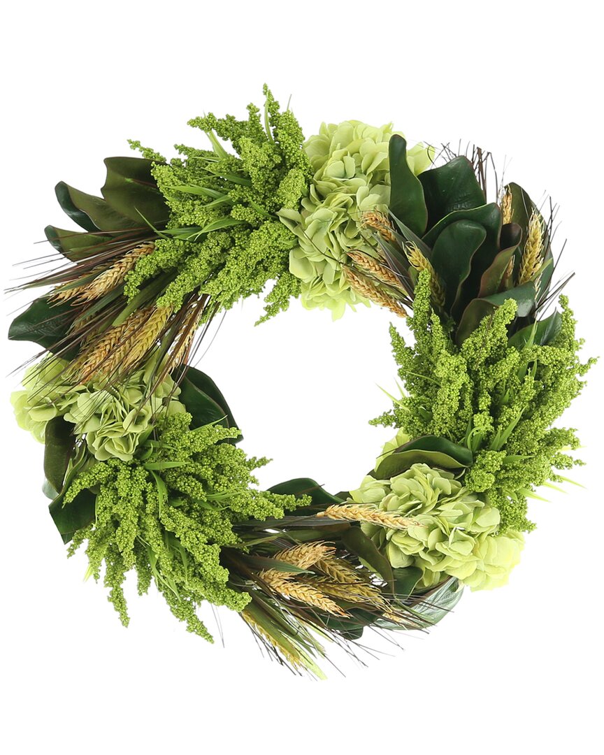 Creative Displays 22in Green Heather And Hydrangea Magnolia Leaves Wreath