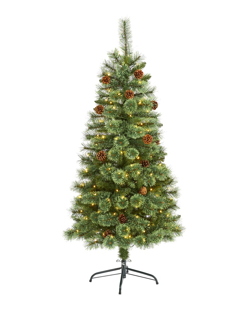Nearly Natural 5ft White Mountain Pine Artificial Christmas Tree In Green