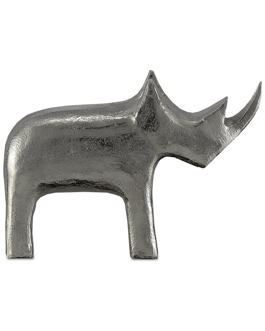 Currey & Company Kano Large Decorative Rhino In Silver