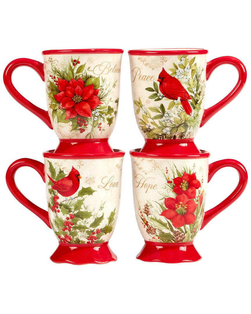 Certified International Winter's Medley Set Of 4 Mugs In Multi