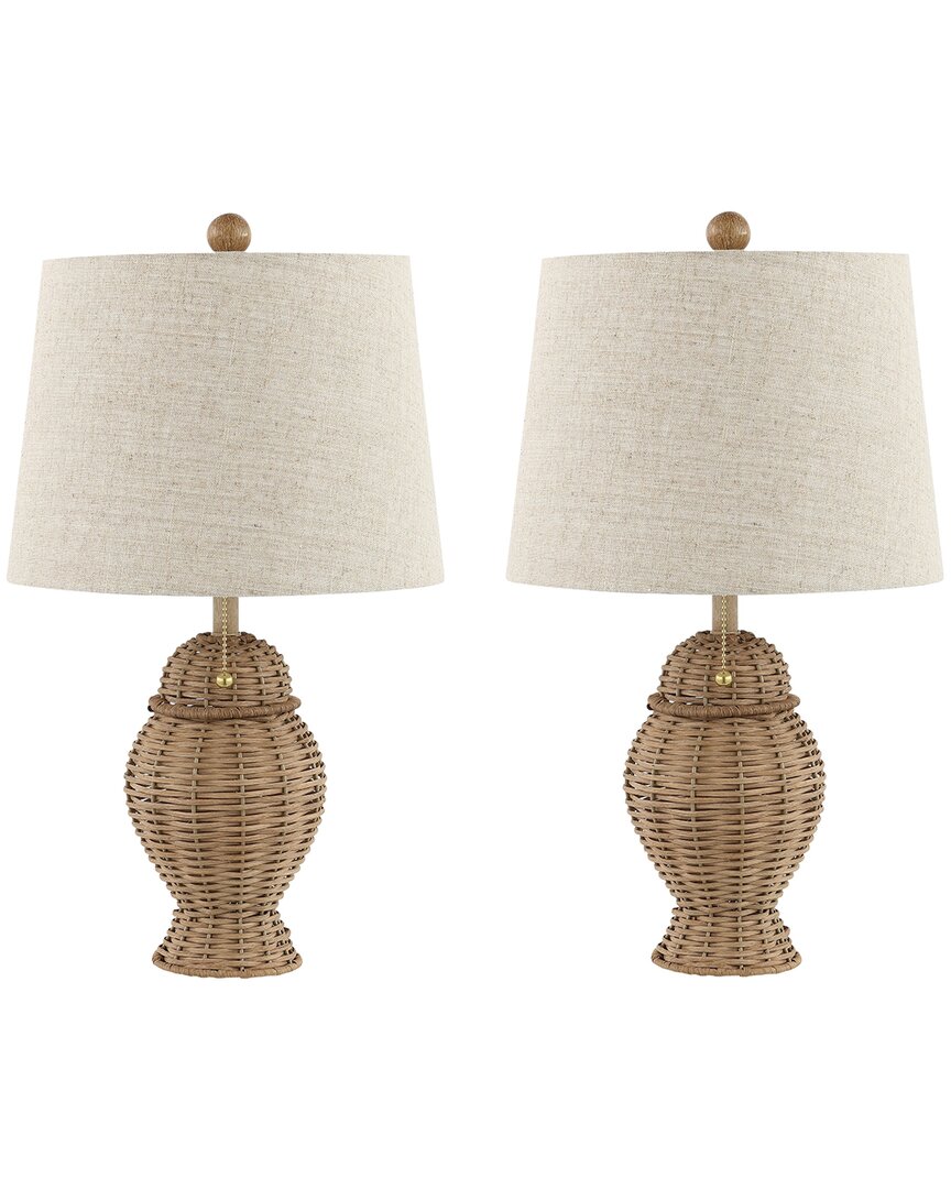 Jonathan Y Margie Wicker 20.5in Rustic Led Table Lamp In Natural