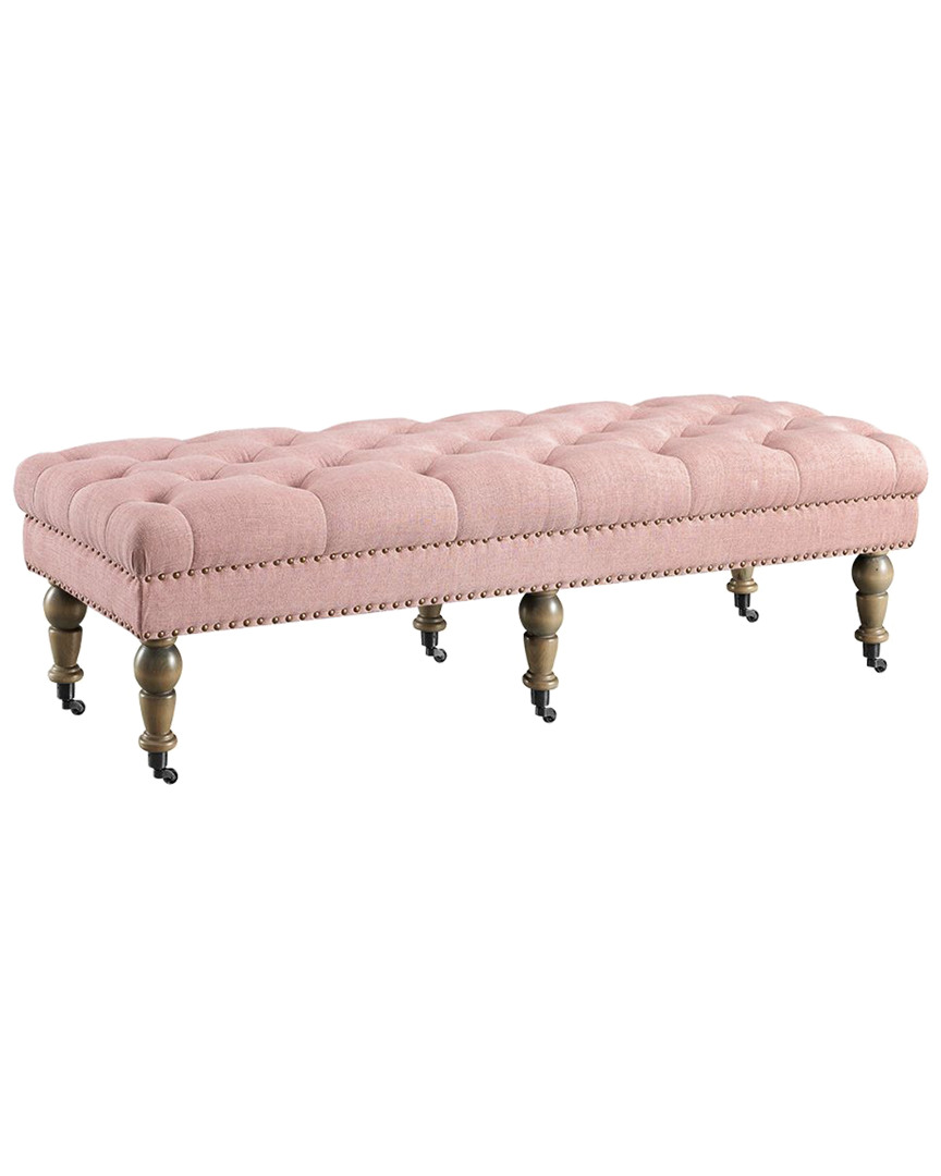 Linon Furniture Linon Tess Washed Pink 62in Bench