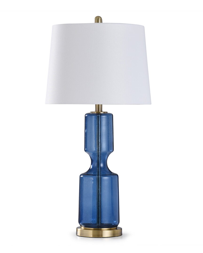 Shop Stylecraft Steel & Glass Table Lamp In Blue
