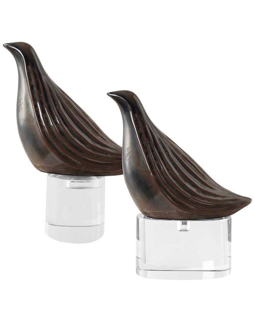 Uttermost Set Of 2 Nesting Bird Sculptures In Gray