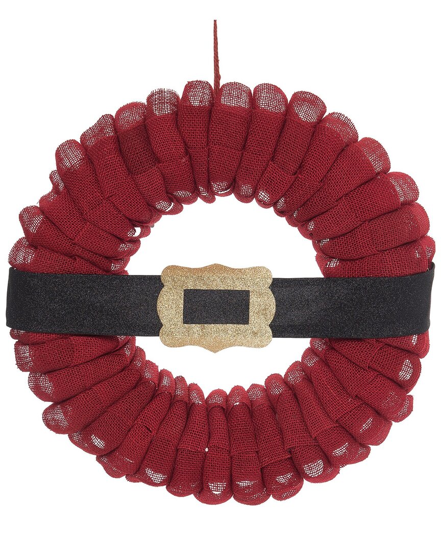 Transpac Foam 19.29in Christmas Santas Burlap Belt Wreath In Red