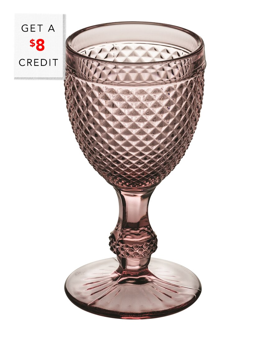 Vista Alegre Bicos Set Of 4 Pink Water Goblets With $8 Credit