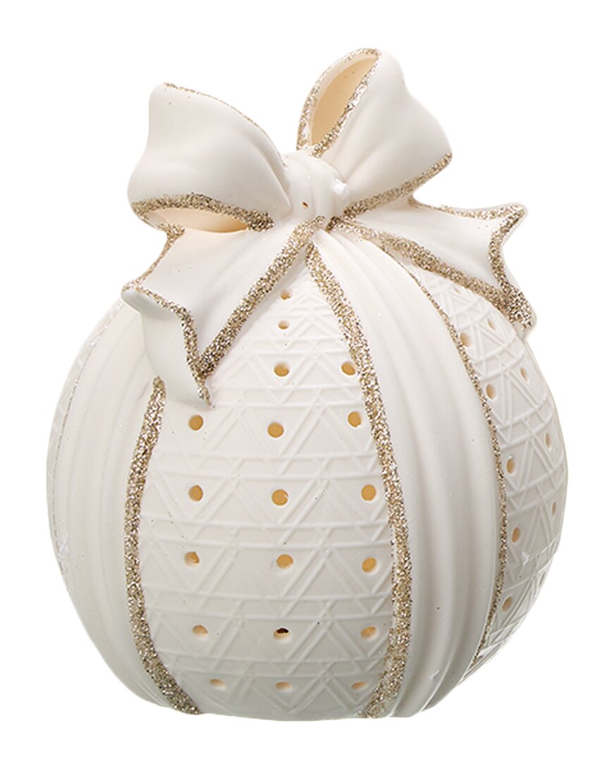 K & K Interiors K&k Interiors White Porcelain With Gold Accents Led Ornament In Multi