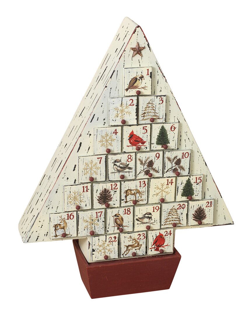 Gerson International Rustic Wooden Christmas Tree Advent Calendar In White