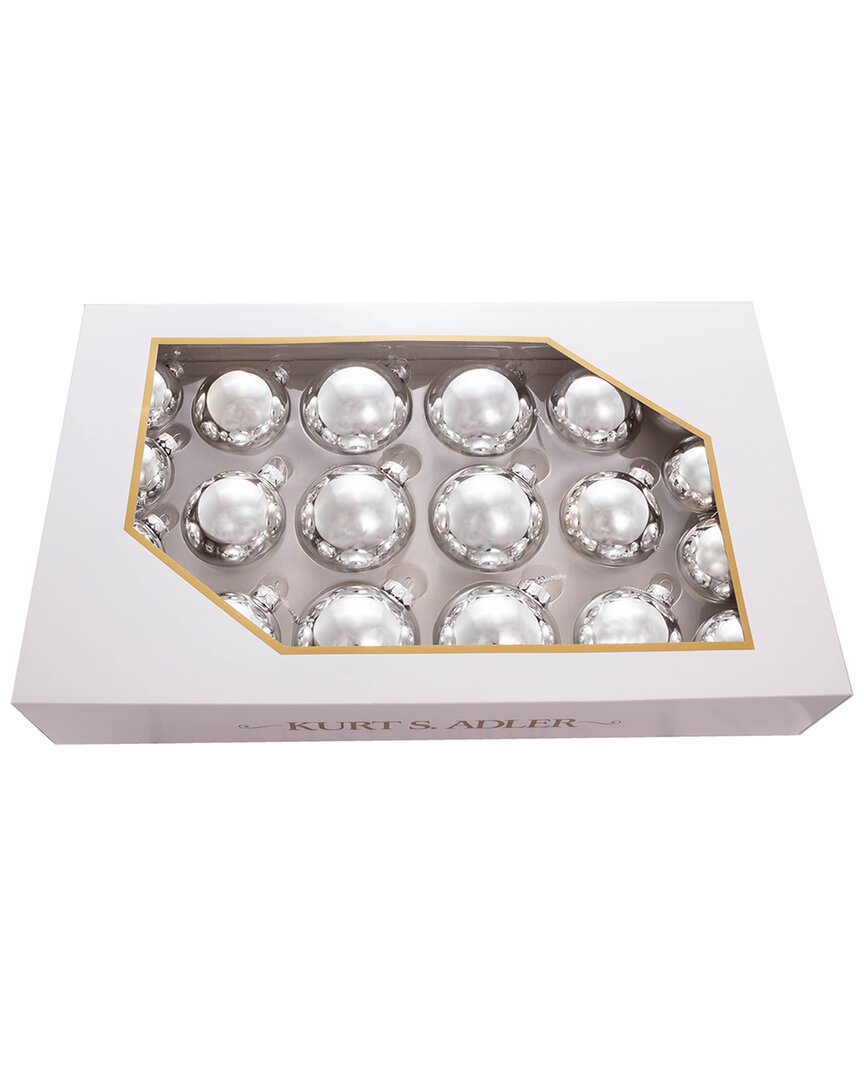 Kurt Adler 60-80mm Shiny Silver Glass Ball Ornaments, 20pc Set In Silver