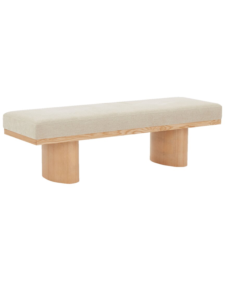 Safavieh Couture Maribelle Linen & Wood Bench