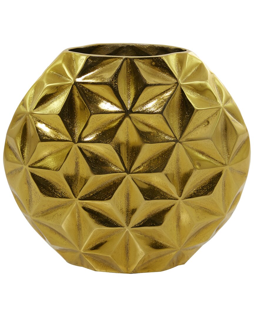 Cosmoliving By Cosmopolitan Geometric Aluminum Faceted Vase In Gold