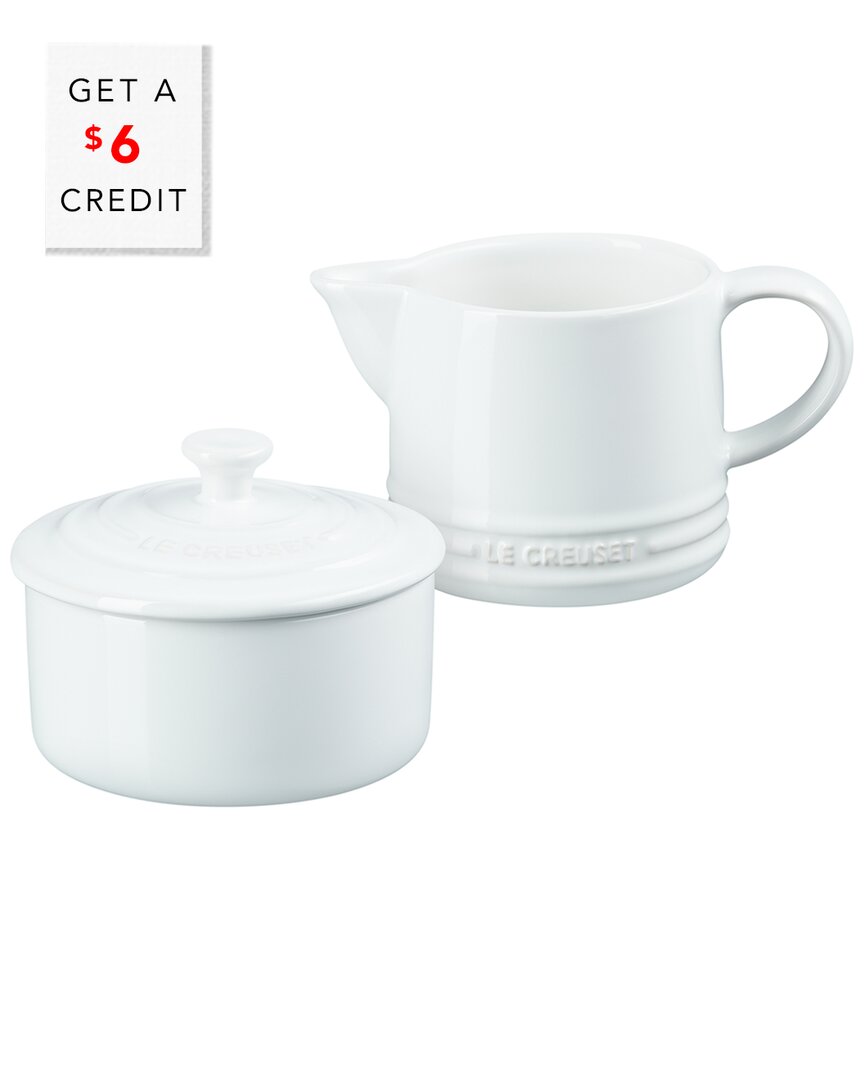 Le Creuset White Signature Cream & Sugar Set With $6 Credit
