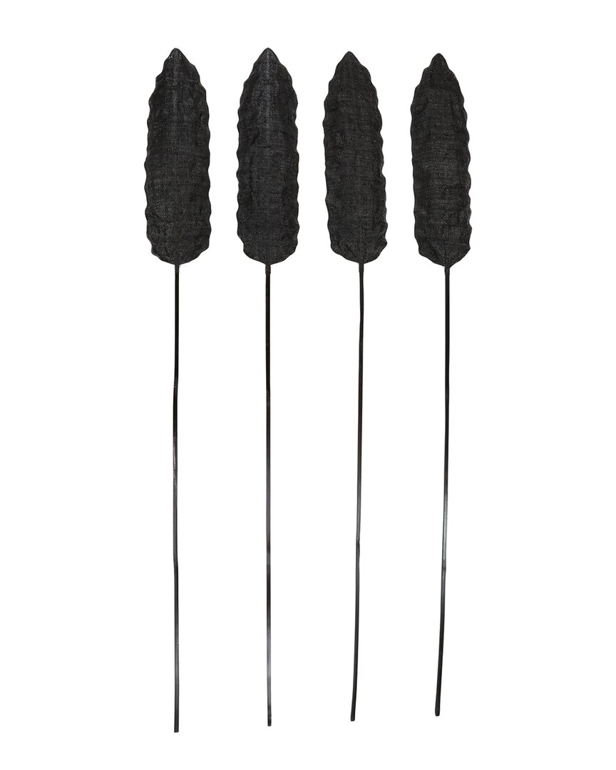 Peyton Lane Set Of 4 Bamboo Black Dried Plant Natural Foliage In Black