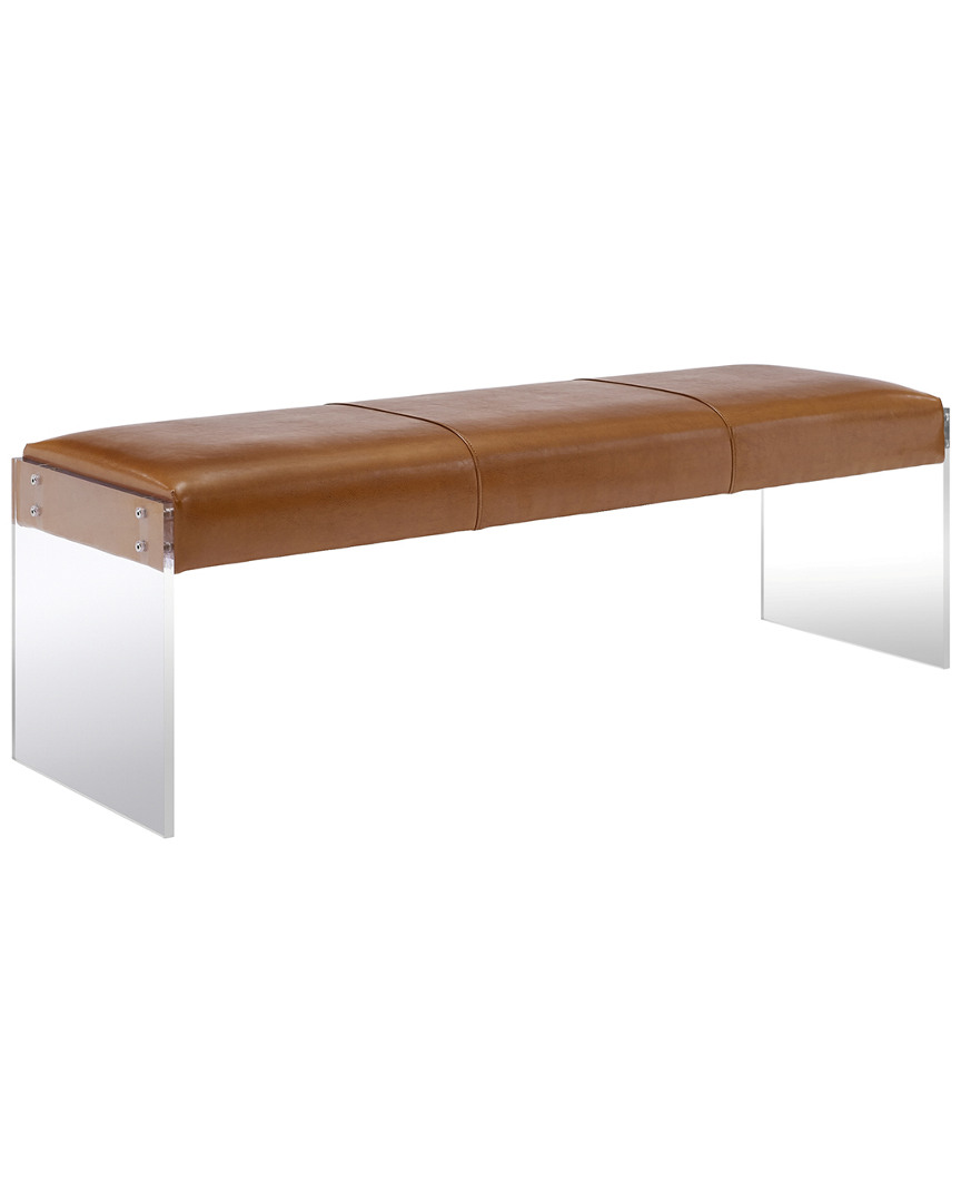Tov Furniture Envy Brown Vegan Leather/acrylic Bench