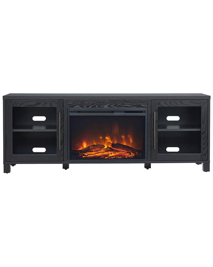 Abraham + Ivy Quincy Rectangular Tv Stand With 26 Log Fireplace For Tvs Up To 80 In Black