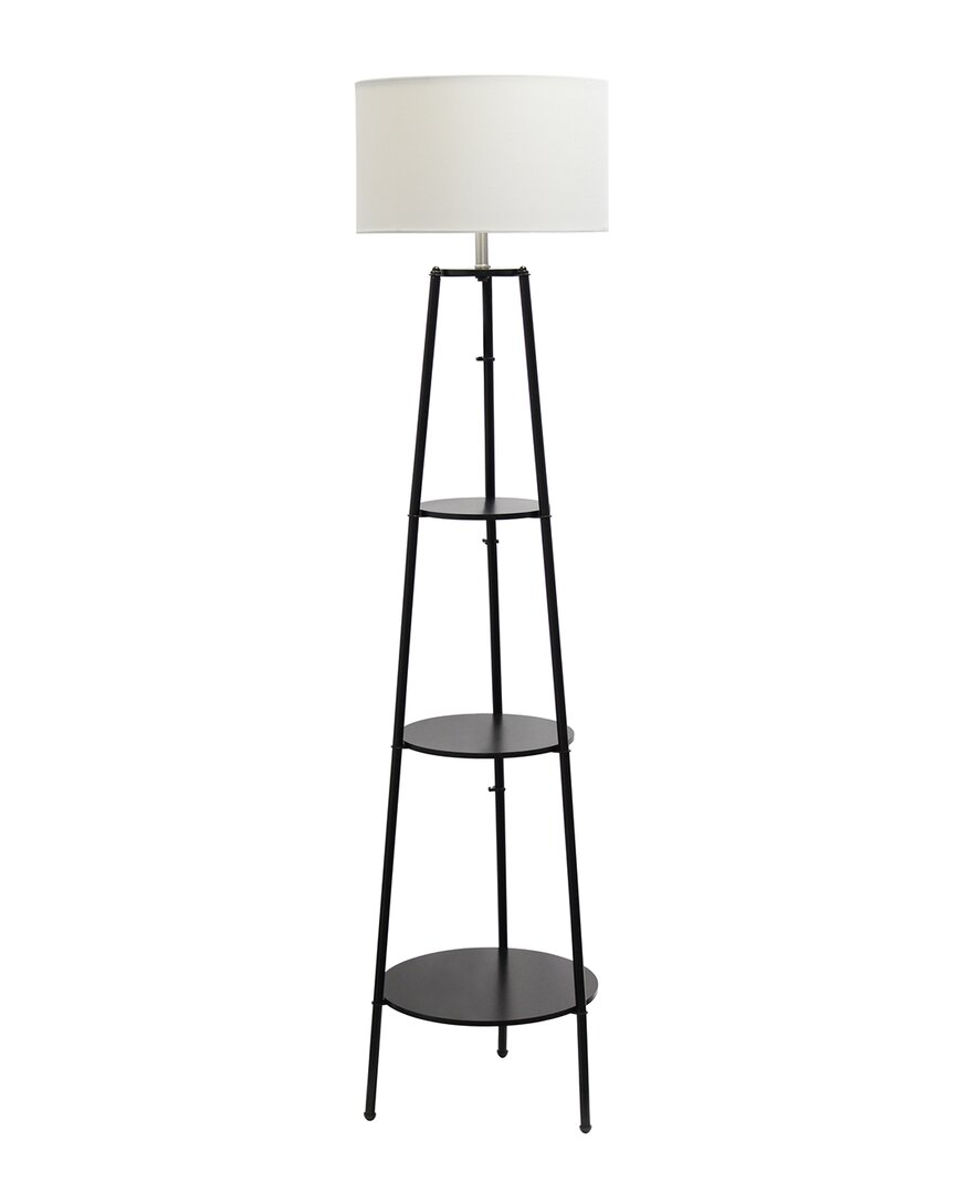 Lalia Home 62.5in Tall Modern Tripod 3-shelf Standing Floor Lamp In Black