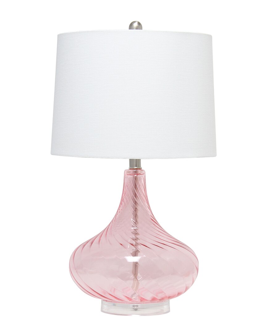 Lalia Home 24in Classix Contemporary Wavy Glass Table Lamp In Pink