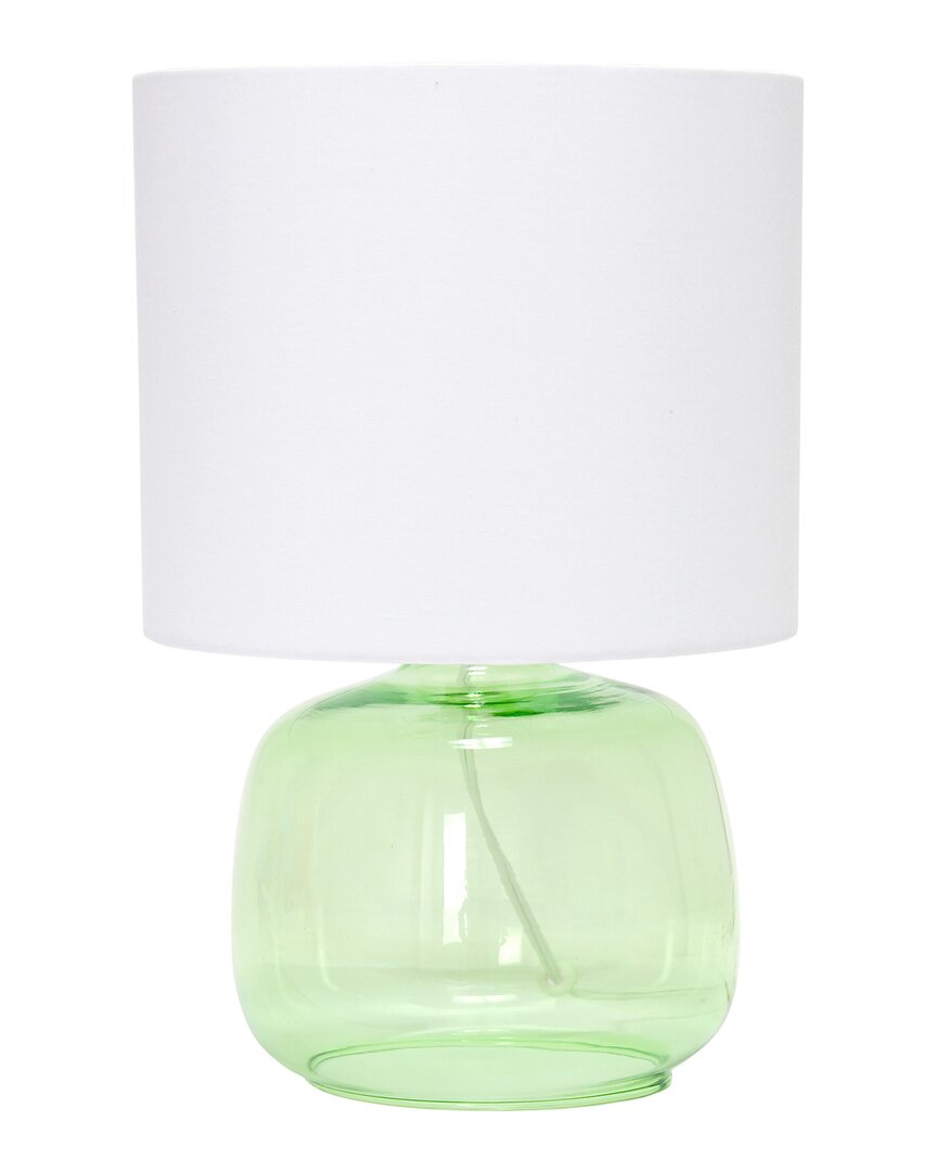 Lalia Home Glass Table Lamp With Fabric Shade In Green