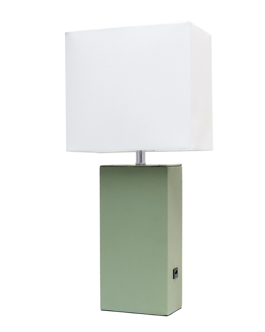 Lalia Home Lexington 21in Modern Table Lamp With Usb Charging Port In Green
