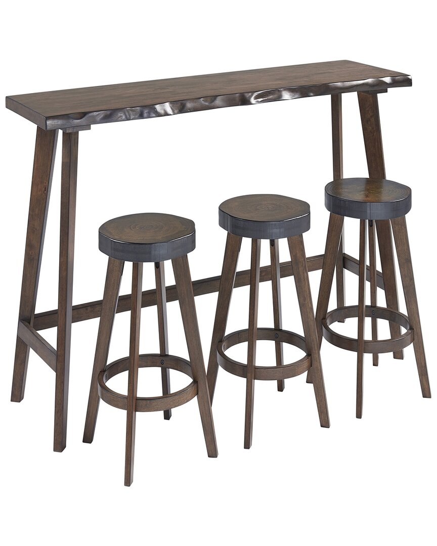 Progressive Furniture 4pc Live-edge Counter Table & Stools In Brown