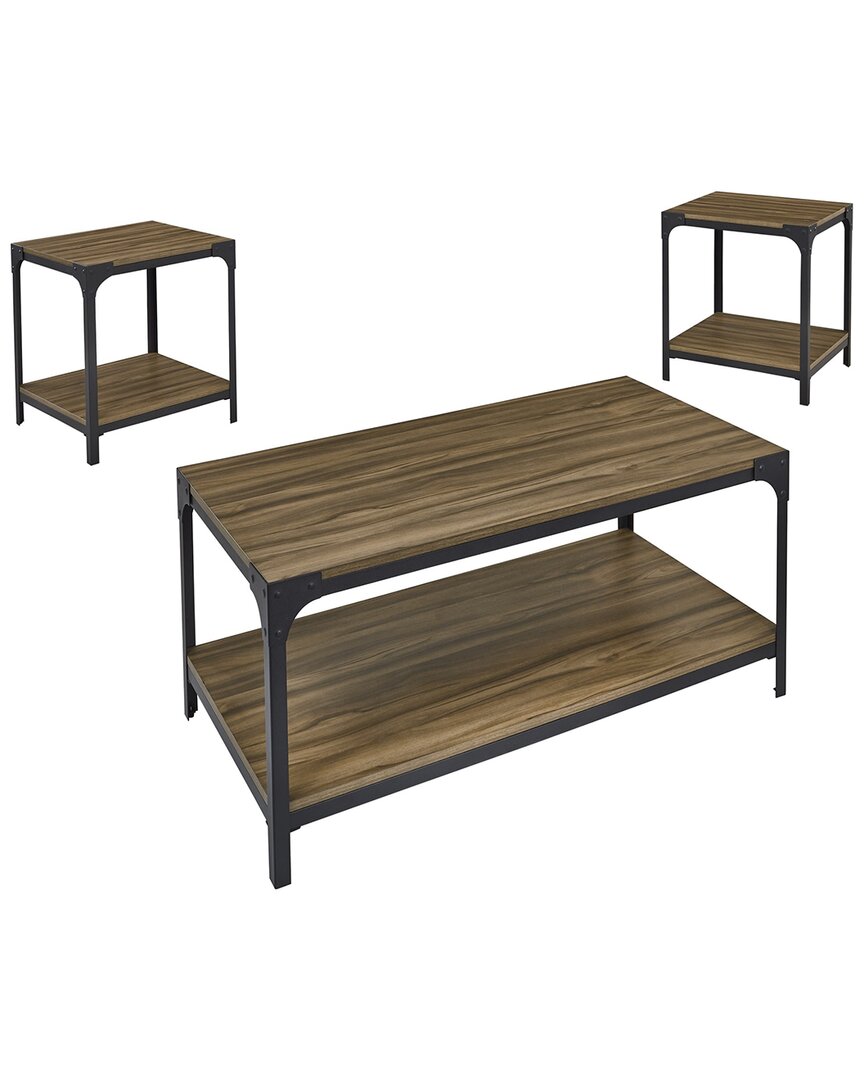 Progressive Furniture 3pc Cocktail Table & End Tables Set In Brown