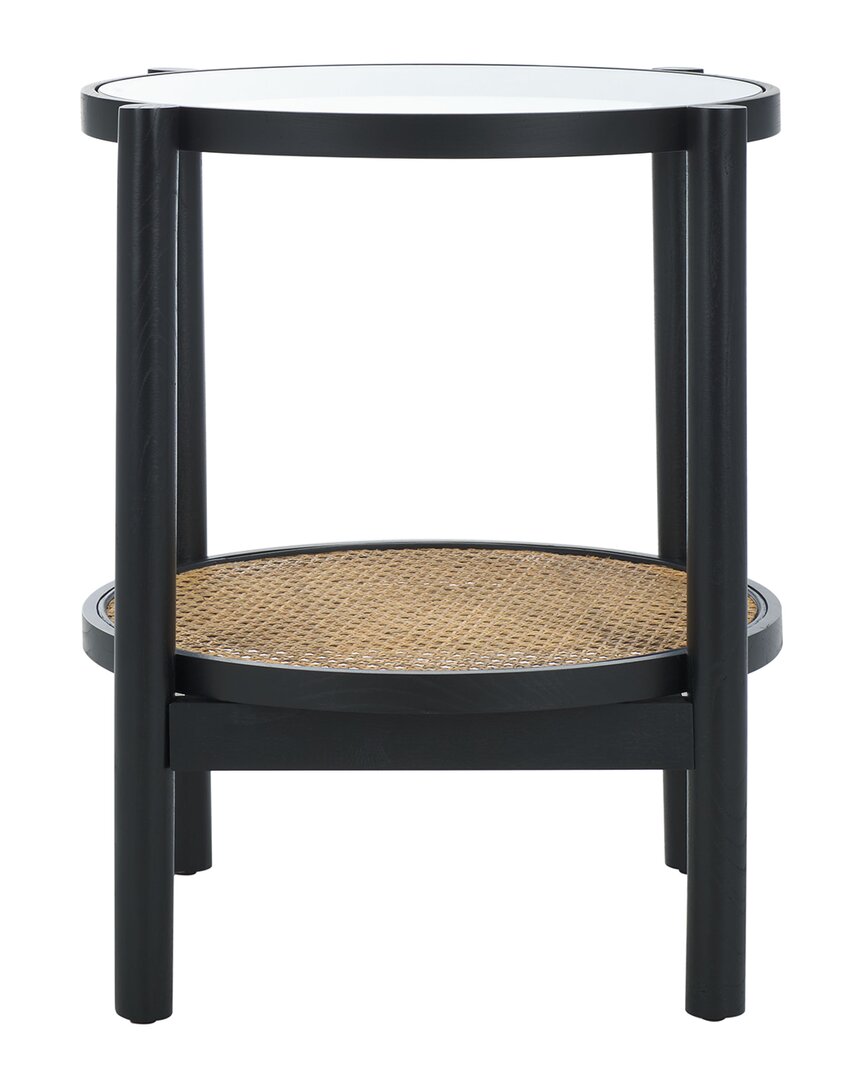 Safavieh Couture Karyna Rattan & Glass Accent Table In Black