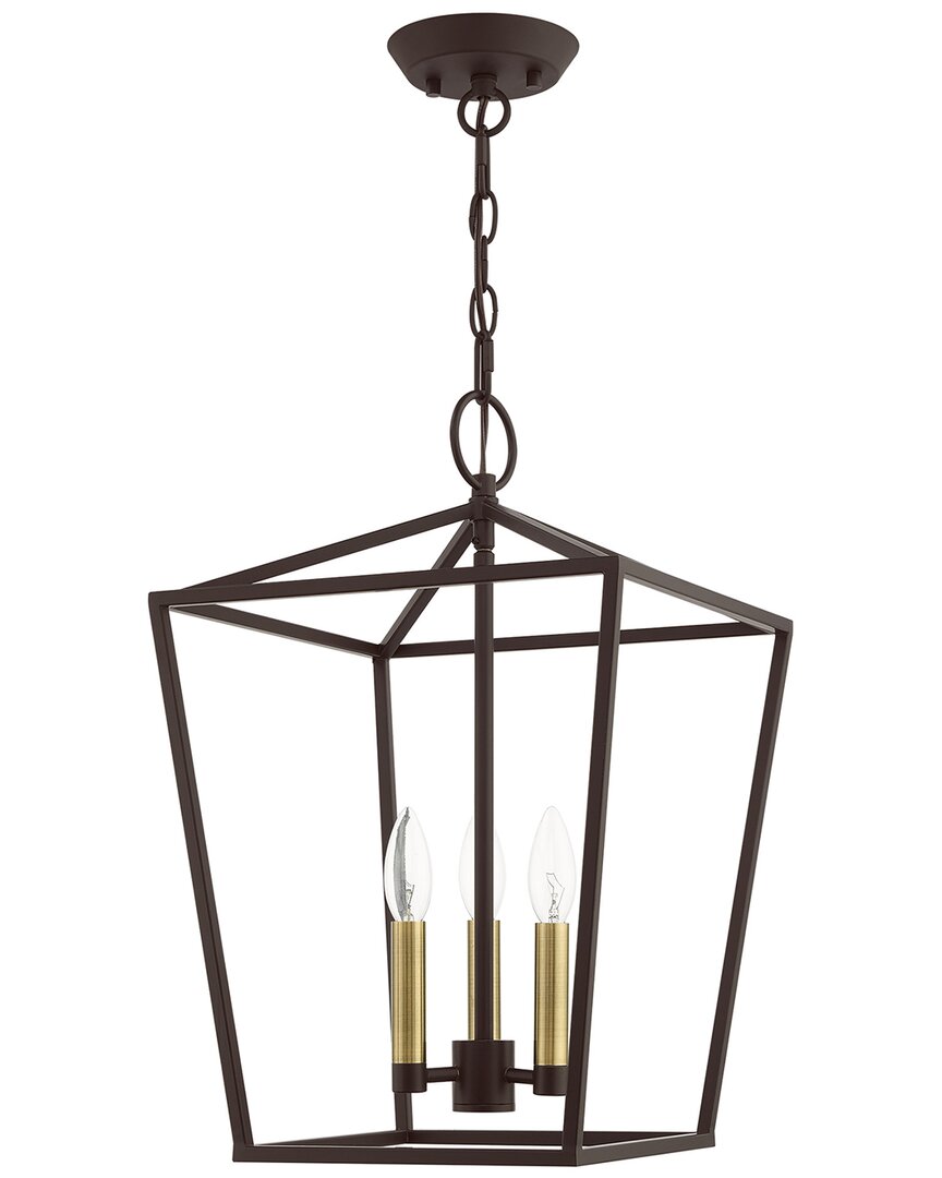 Livex Lighting 3-light Bronze Convertible Semi Flush Lantern