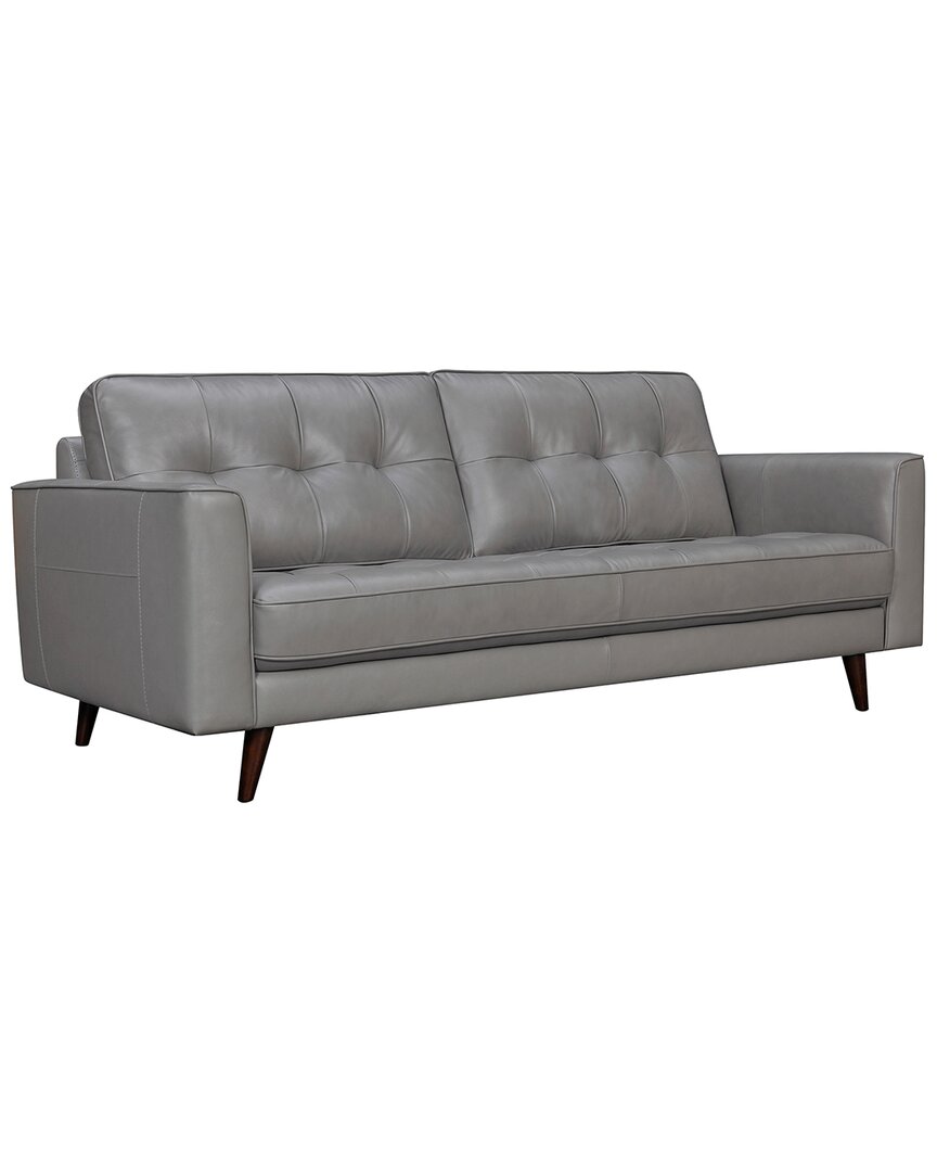 Armen Living Daeson 86in Mid-century Modern Leather Square Arm Sofa In Gray