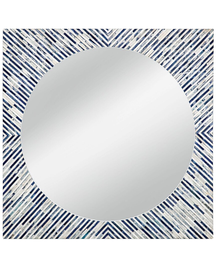 Bassett Mirror Sunburst Bone Wall Mirror In Blue