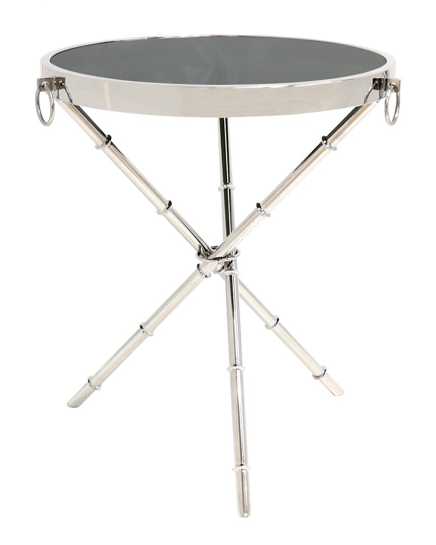 Pasargad Home Vicenza Collection Steel & Glass Side Table In Silver