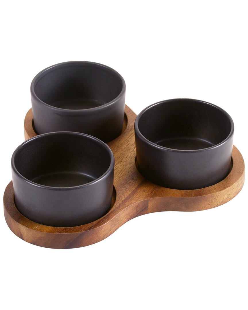 Kalmar Home Triangular Serving Set With 3 Ceramic Dishes