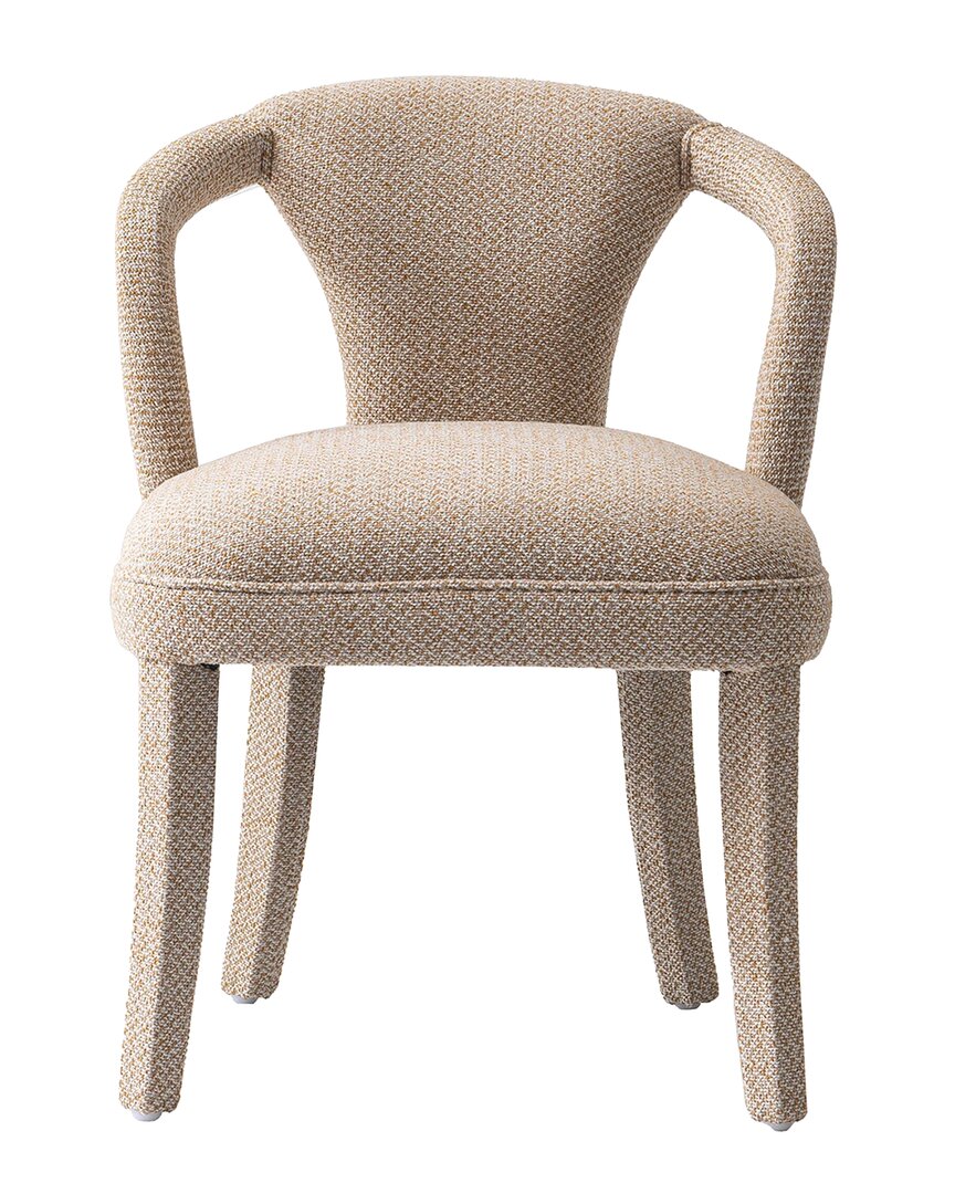 Manhattan Comfort Palmer 22.8" Modern Tweed Upholstered Dining Armchair In Gold