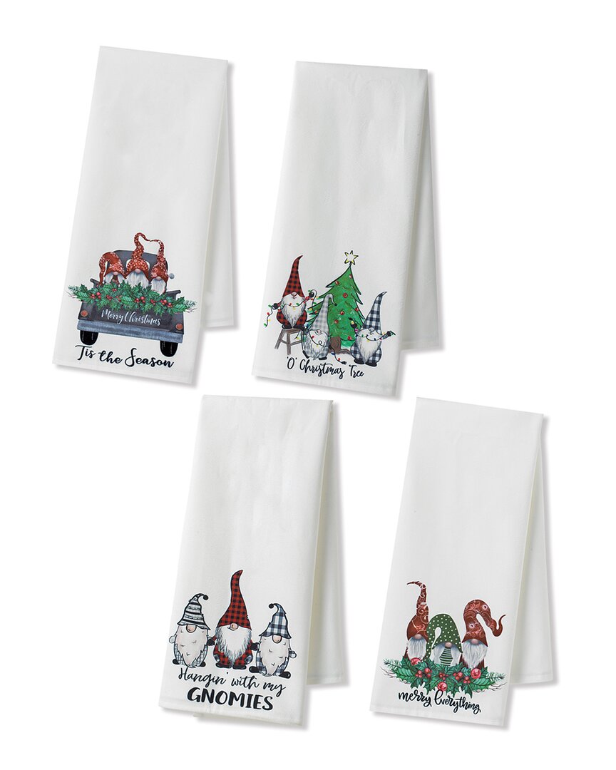 Gerson International Set Of 4 27-in L Fabric Gnome Design Tea Towel 4 In White