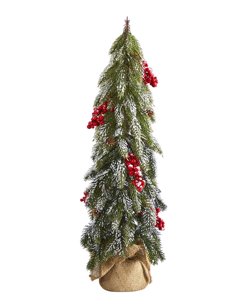 Nearly Natural 24In Flocked Christmas Artificial Tree