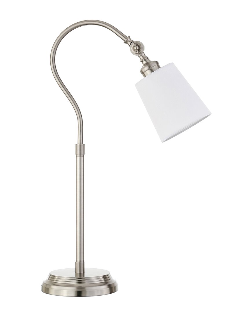 Abraham + Ivy Harland Brushed Nickel Arc Table Lamp In Silver