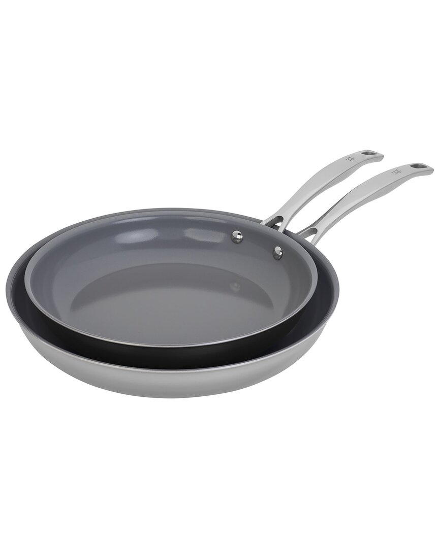 Zwilling J.a. Henckels Henckels Clad H3 2pc Stainless Steel Ceramic Nonstick 10in & 12in Fry Pan Set