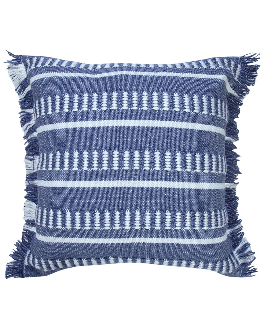Lr Home Alton Dash Striped Indoor/outdoor Throw Pillow With Fringe In Navy