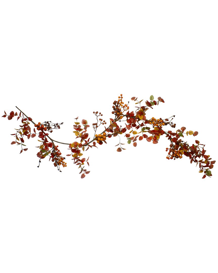 Northlight 5ft Berry & Leaves Fall Harvest Artificial Garland In Red