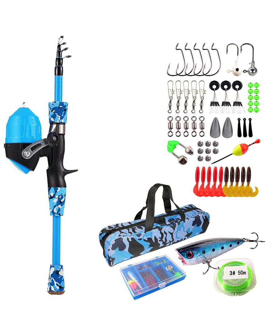 Fresh Fab Finds Kids Fishing Pole Set Blue