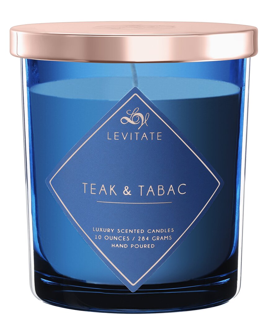 Levitate Candles Everyday Essentials Teak & Tabac 10oz Scented Candle In Blue