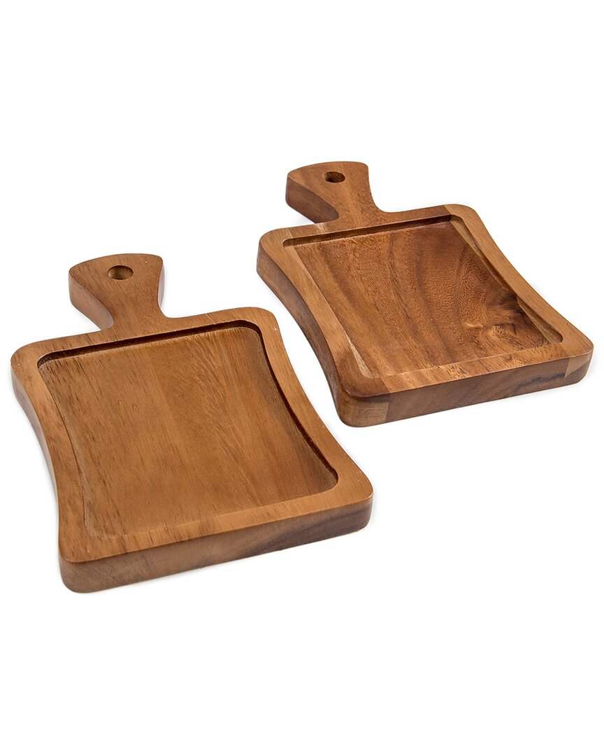 Lipper International Set Of 2 Acacia Appetizer Plates