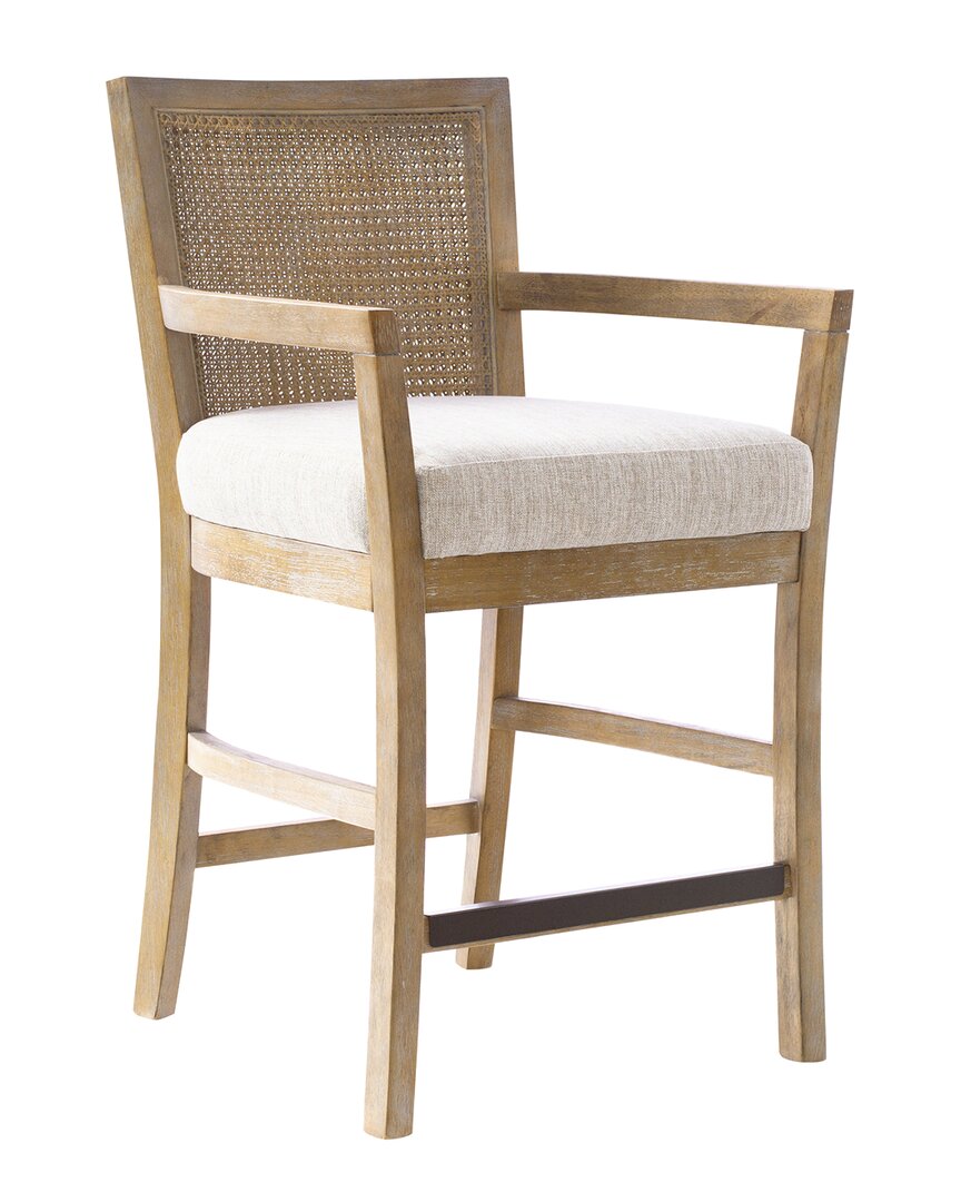 Madison Park Diedra Cane Back Counter Stool In White