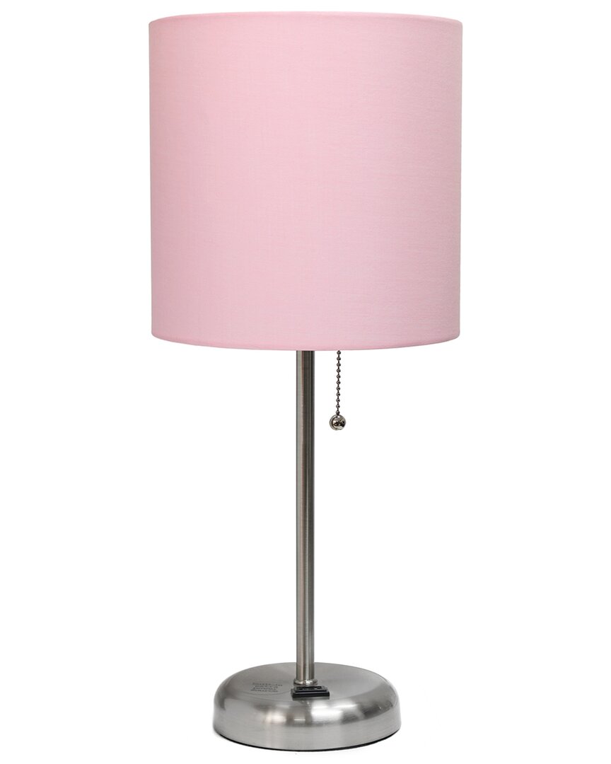 Lalia Home 19.5in Stick Table Desk Lamp With Drum Shade In Brown