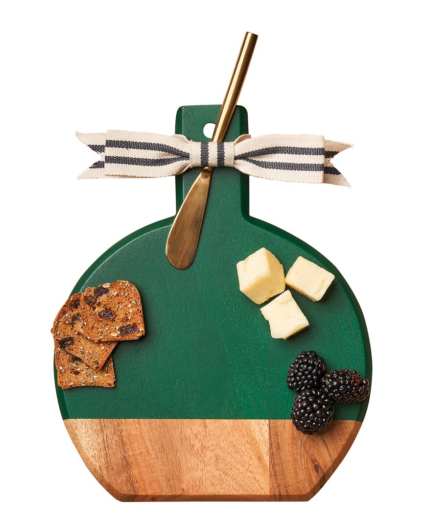 Maple Leaf At Home Medium Acacia Bevel Board With Spreader In Green